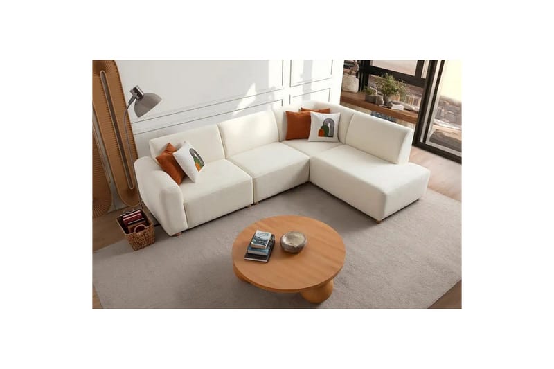 Rynvar Soffa med Schäslong 4-sits - Vit - Möbler - Soffa - Divansoffa & schäslongsoffa - 4 sits soffa med divan