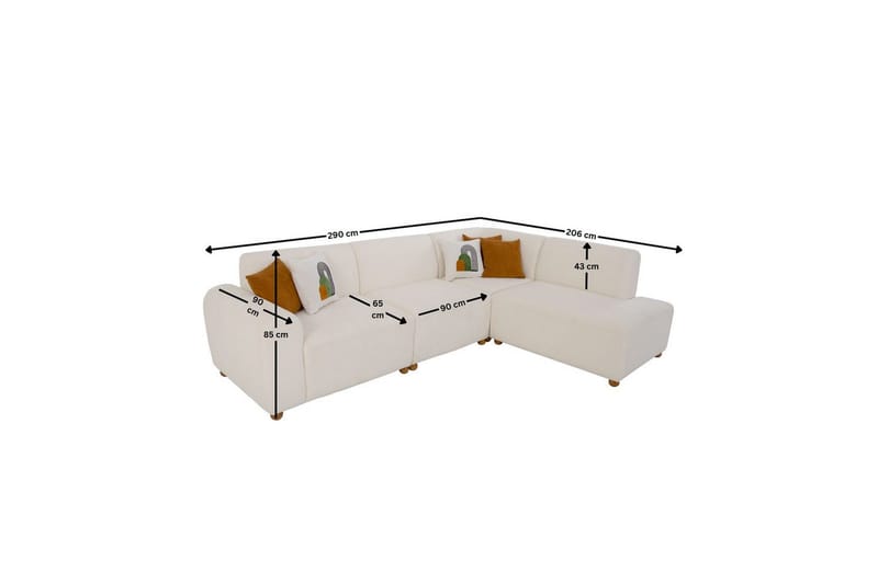 Rynvar Soffa med Schäslong 4-sits - Vit - Möbler - Soffa - Divansoffa & schäslongsoffa - 4 sits soffa med divan
