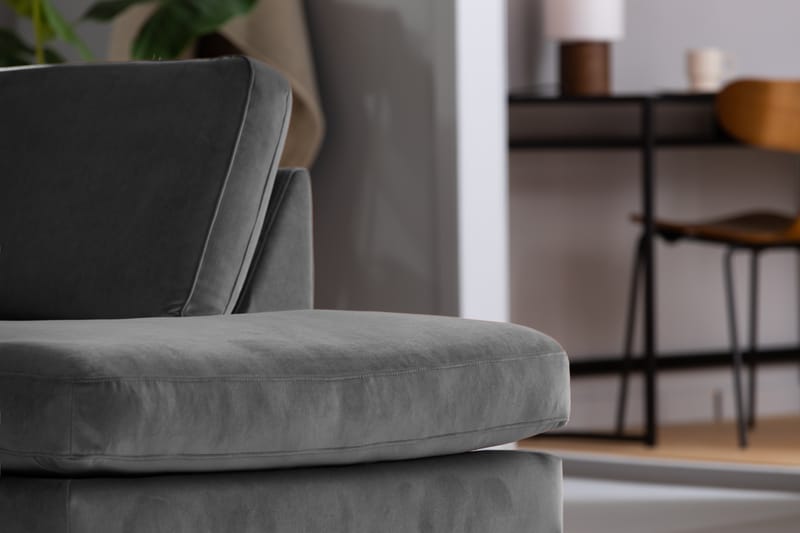 Sammetssoffa Elion 2,5-sits med Schäslong Höger - Ljusgrå - Möbler - Soffa - Divansoffa & schäslongsoffa - 2 sits soffa med divan
