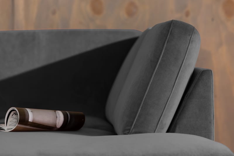 Sammetssoffa Elion 2,5-sits med Schäslong Höger - Ljusgrå - Möbler - Soffa - Divansoffa & schäslongsoffa - 2 sits soffa med divan