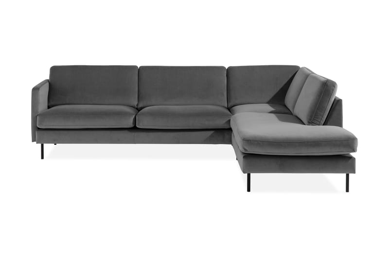 Sammetssoffa Elion 2,5-sits med Schäslong Höger - Ljusgrå - 2 sits soffa med divan - Sammetssoffa - Divansoffa & schäslongsoffa