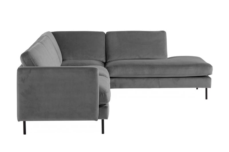 Sammetssoffa Elion 2,5-sits med Schäslong Höger - Ljusgrå - Möbler - Soffa - Divansoffa & schäslongsoffa - 2 sits soffa med divan