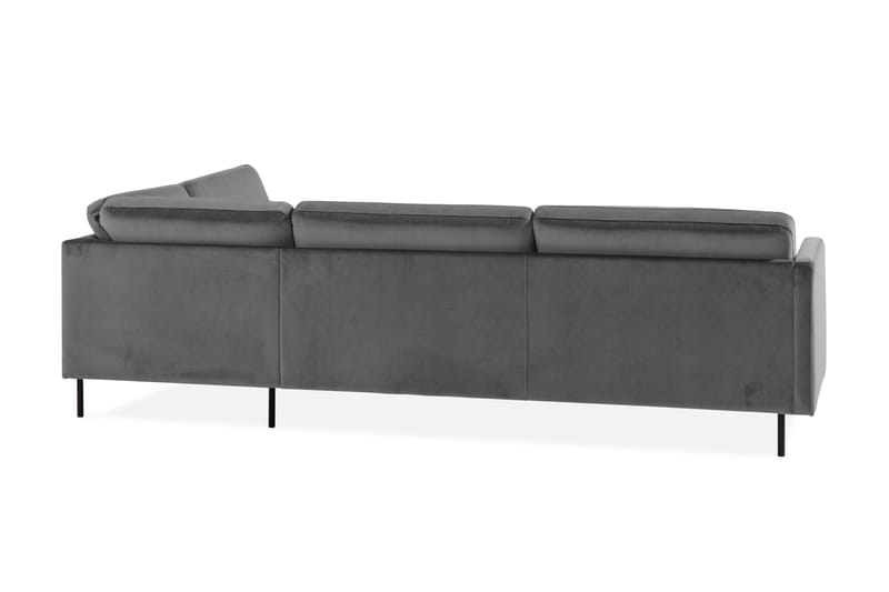 Sammetssoffa Elion 2,5-sits med Schäslong Höger - Ljusgrå - Möbler - Soffa - Divansoffa & schäslongsoffa - 2 sits soffa med divan