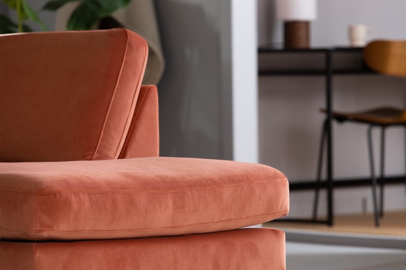 Sammetssoffa Elion 2,5-sits med Schäslong Höger - Rosa - 2 sits soffa med divan - Sammetssoffa - Divansoffa & schäslongsoffa