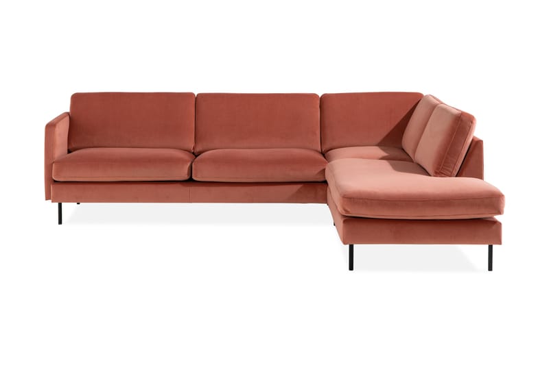 Sammetssoffa Elion 2,5-sits med Schäslong Höger - Rosa - 2 sits soffa med divan - Sammetssoffa - Divansoffa & schäslongsoffa