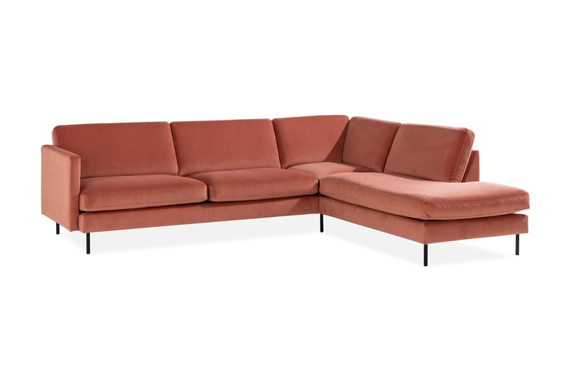 Sammetssoffa Elion 2,5-sits med Schäslong Höger - Rosa - 2 sits soffa med divan - Sammetssoffa - Divansoffa & schäslongsoffa