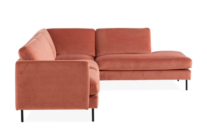 Sammetssoffa Elion 2,5-sits med Schäslong Höger - Rosa - 2 sits soffa med divan - Sammetssoffa - Divansoffa & schäslongsoffa