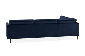 Sammetssoffa Elion 2,5-sits med Schäslong Vänster - Blå - Möbler - Soffa - Divansoffa & schäslongsoffa - 2 sits soffa med divan