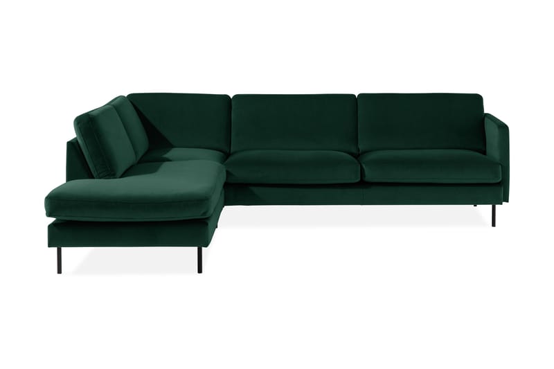 Sammetssoffa Elion 2,5-sits med Schäslong Vänster - Grön - 2 sits soffa med divan - Sammetssoffa - Divansoffa & schäslongsoffa