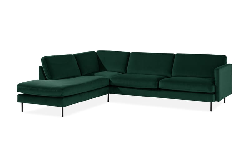 Sammetssoffa Elion 2,5-sits med Schäslong Vänster - Grön - Möbler - Soffa - Divansoffa & schäslongsoffa - 2 sits soffa med divan