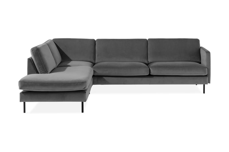 Sammetssoffa Elion 2,5-sits med Schäslong Vänster - Ljusgrå - 2 sits soffa med divan - Sammetssoffa - Divansoffa & schäslongsoffa