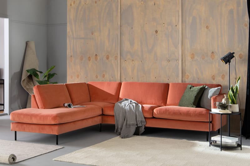 Sammetssoffa Elion 2,5-sits med Schäslong Vänster - Rosa - Möbler - Soffa - Divansoffa & schäslongsoffa - 2 sits soffa med divan