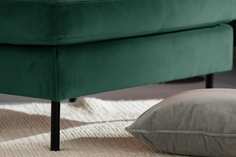 Sammetssoffa Elion 2-sits med Divan Höger - Grön - Möbler - Soffa - Divansoffa & schäslongsoffa - 2 sits soffa med divan