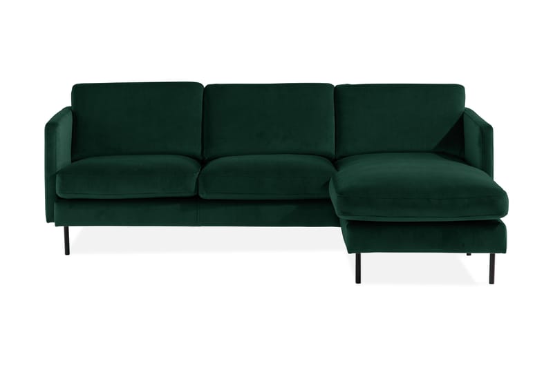 Sammetssoffa Elion 2-sits med Divan Höger - Grön - Möbler - Soffa - Divansoffa & schäslongsoffa - 2 sits soffa med divan