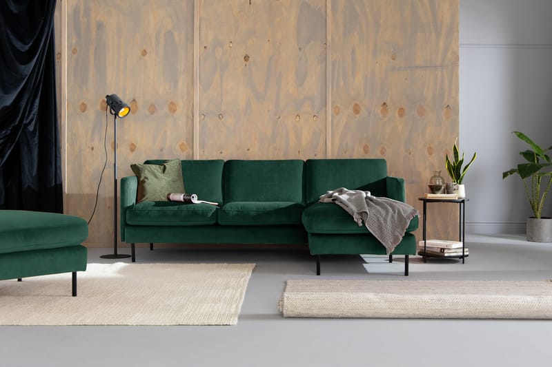 Sammetssoffa Elion 2-sits med Divan Höger - Grön - Möbler - Soffa - Divansoffa & schäslongsoffa - 2 sits soffa med divan