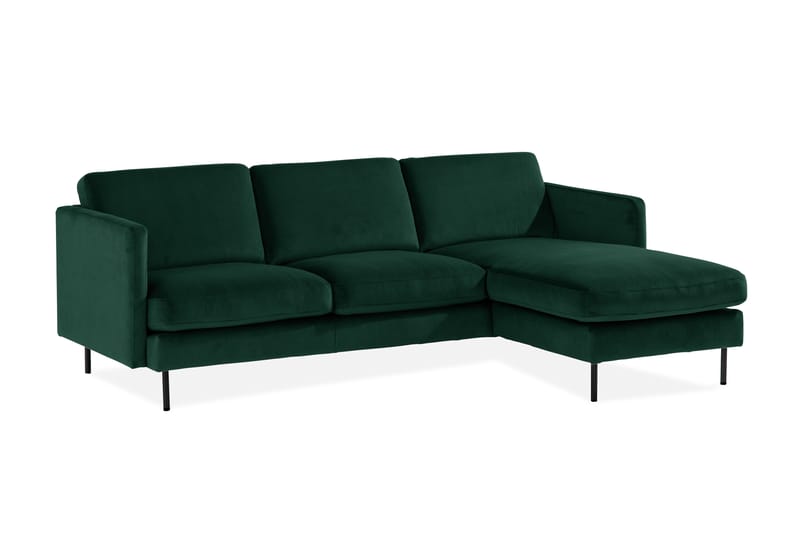 Sammetssoffa Elion 2-sits med Divan Höger - Grön - Möbler - Soffa - Divansoffa & schäslongsoffa - 2 sits soffa med divan