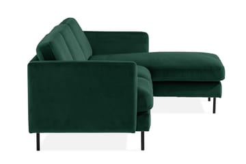 Sammetssoffa Elion 2-sits med Divan Höger - Grön - Möbler - Soffa - Divansoffa & schäslongsoffa - 2 sits soffa med divan