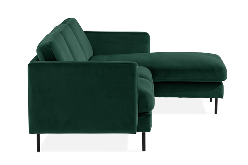 Sammetssoffa Elion 2-sits med Divan Höger - Grön - Möbler - Soffa - Divansoffa & schäslongsoffa - 2 sits soffa med divan
