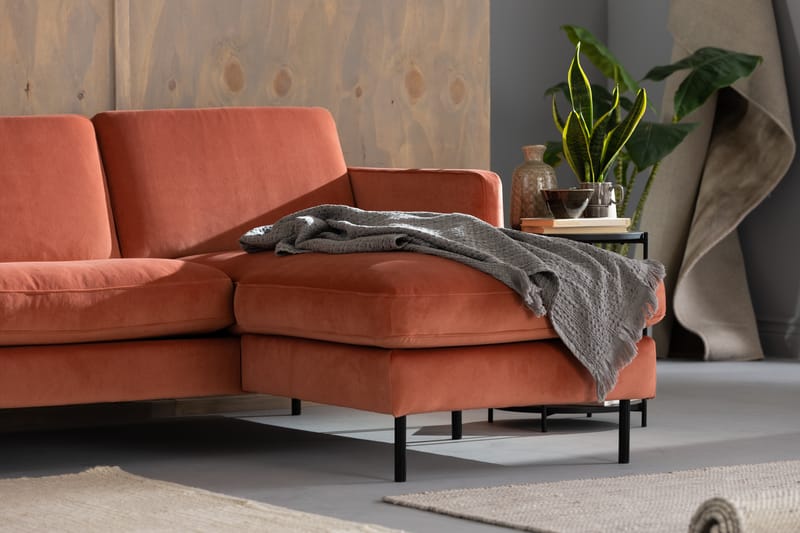 Sammetssoffa Elion 2-sits med Divan Höger - Rosa - Möbler - Soffa - Divansoffa & schäslongsoffa - 2 sits soffa med divan