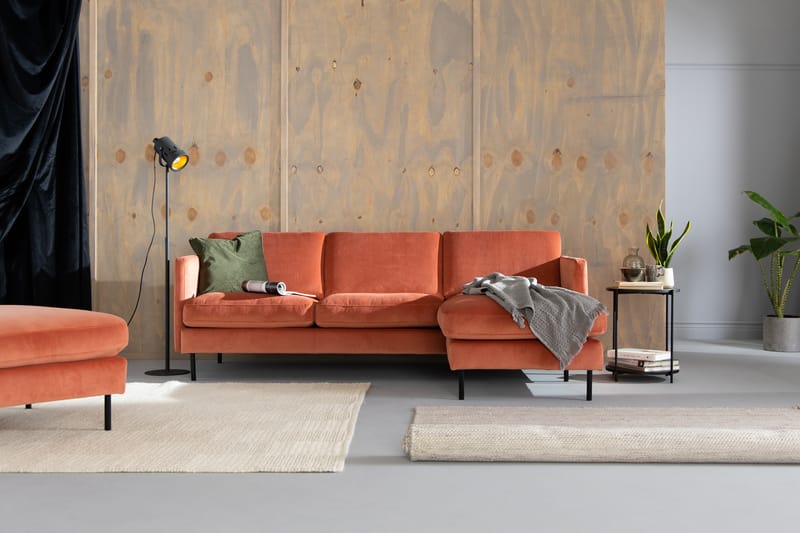 Sammetssoffa Elion 2-sits med Divan Höger - Rosa - Möbler - Soffa - Divansoffa & schäslongsoffa - 2 sits soffa med divan