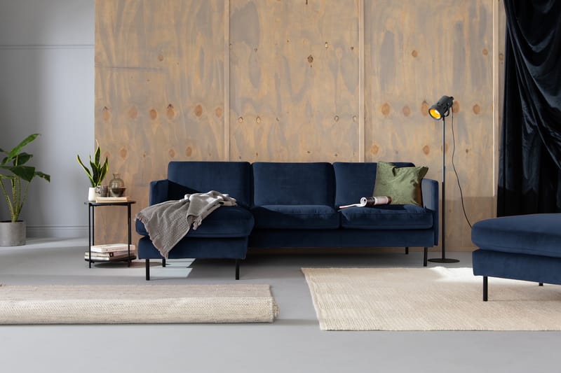 Sammetssoffa Elion 2-sits med Divan Vänster - Blå - Möbler - Soffa - Divansoffa & schäslongsoffa - 2 sits soffa med divan