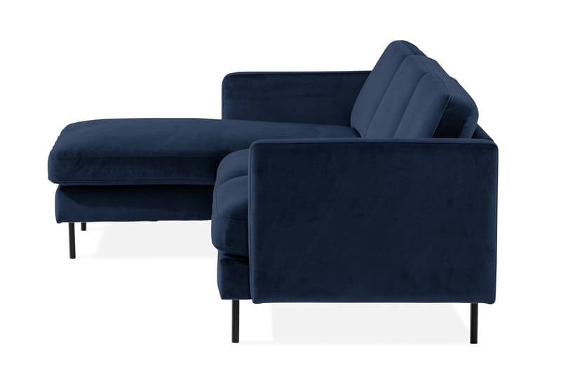 Sammetssoffa Elion 2-sits med Divan Vänster - Blå - Möbler - Soffa - Divansoffa & schäslongsoffa - 2 sits soffa med divan