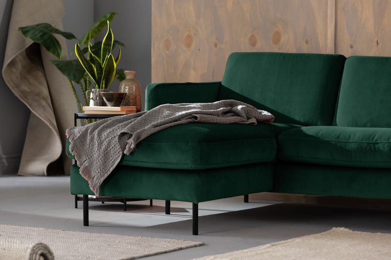Sammetssoffa Elion 2-sits med Divan Vänster - Grön - Möbler - Soffa - Divansoffa & schäslongsoffa - 2 sits soffa med divan