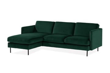 Sammetssoffa Elion 2-sits med Divan Vänster - Grön - Möbler - Soffa - Divansoffa & schäslongsoffa - 2 sits soffa med divan