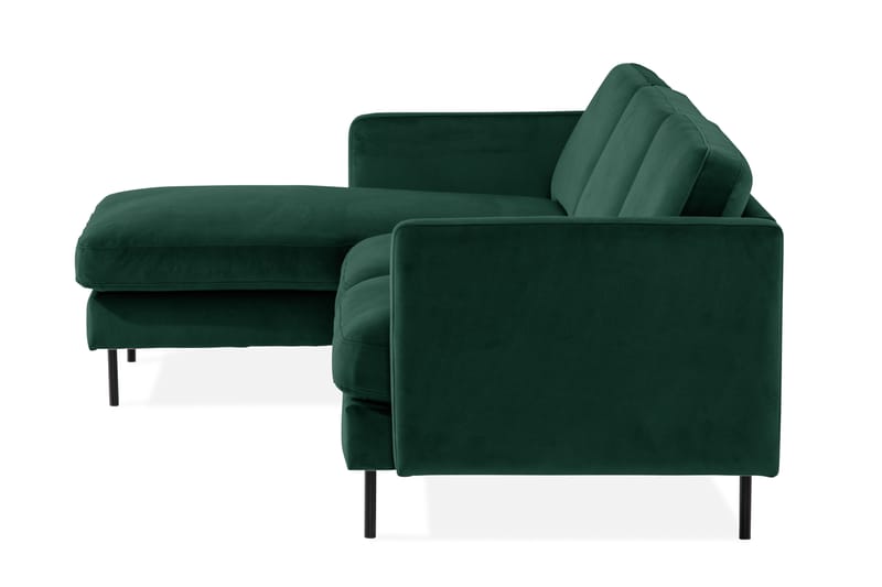 Sammetssoffa Elion 2-sits med Divan Vänster - Grön - Möbler - Soffa - Divansoffa & schäslongsoffa - 2 sits soffa med divan