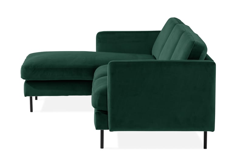 Sammetssoffa Elion 2-sits med Divan Vänster - Grön - 2 sits soffa med divan - Sammetssoffa - Divansoffa & schäslongsoffa