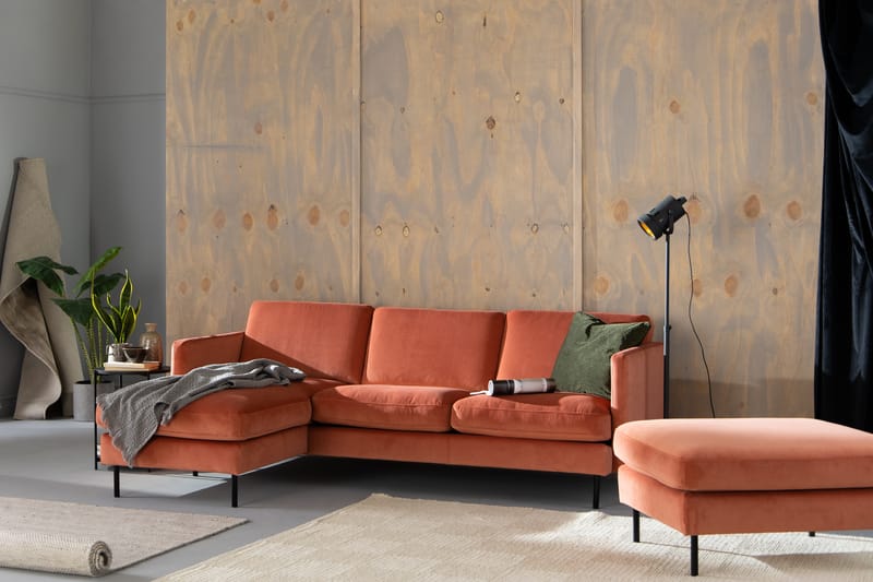 Sammetssoffa Elion 2-sits med Divan Vänster - Rosa - Möbler - Soffa - Divansoffa & schäslongsoffa - 2 sits soffa med divan