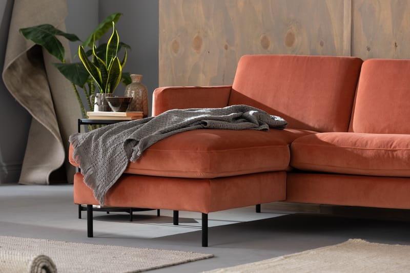 Sammetssoffa Elion 2-sits med Divan Vänster - Rosa - Möbler - Soffa - Divansoffa & schäslongsoffa - 2 sits soffa med divan