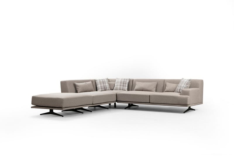 Sanroman Vänstervänd L-formad Schäslongsoffa 302 cm i Tyg - Beige - Möbler - Soffa - Divansoffa & schäslongsoffa
