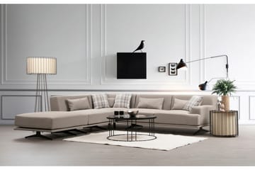 Sanroman Vänstervänd L-formad Schäslongsoffa 302 cm i Tyg - Beige - Möbler - Soffa - Divansoffa & schäslongsoffa