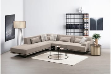 Sanroman Vänstervänd L-formad Schäslongsoffa 302 cm i Tyg - Beige - Möbler - Soffa - Divansoffa & schäslongsoffa