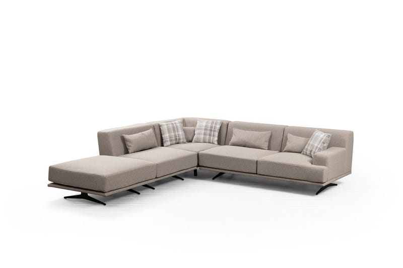 Sanroman Vänstervänd L-formad Schäslongsoffa 302 cm i Tyg - Beige - Möbler - Soffa - Divansoffa & schäslongsoffa