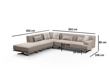 Sanroman Vänstervänd L-formad Schäslongsoffa 302 cm i Tyg - Beige - Möbler - Soffa - Divansoffa & schäslongsoffa