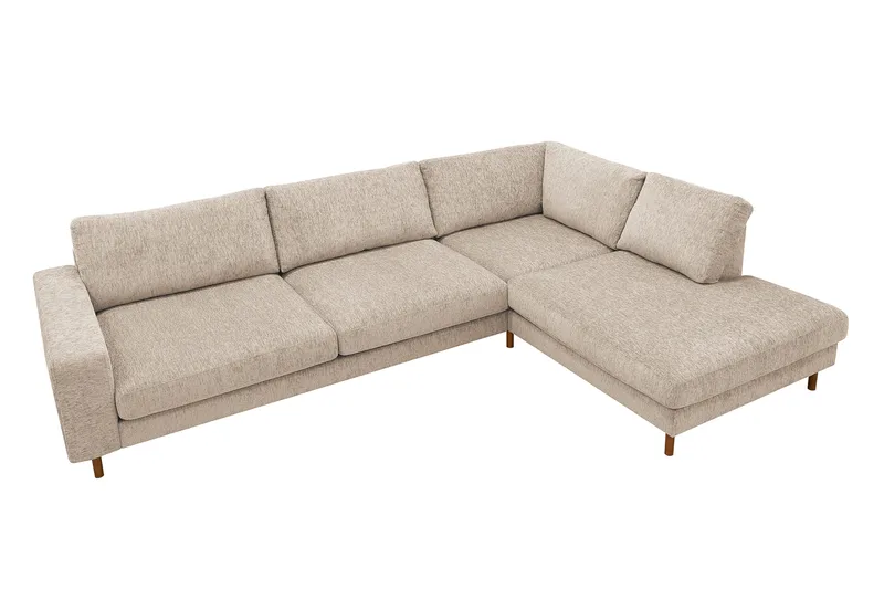 Scandi Djup 4-sits Soffa med Schäslong Höger i Chenille - Beige - Möbler - Soffa - Divansoffa & schäslongsoffa - 4 sits soffa med divan