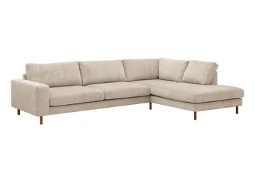 Scandi Djup 4-sits Soffa med Schäslong Höger i Chenille - Beige - Möbler - Soffa - Divansoffa & schäslongsoffa - 4 sits soffa med divan