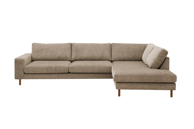 Scandi Djup 4-sits Soffa med Schäslong Höger i Chenille, Brun
