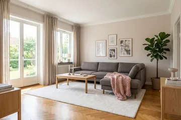 Scandi Djup 4-sits Soffa med Schäslong Höger i Chenille - Grå - Möbler - Soffa - Divansoffa & schäslongsoffa - 4 sits soffa med divan