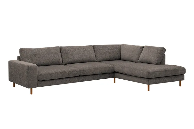 Scandi Djup 4-sits Soffa med Schäslong Höger i Chenille - Grå - Möbler - Soffa - Divansoffa & schäslongsoffa - 4 sits soffa med divan
