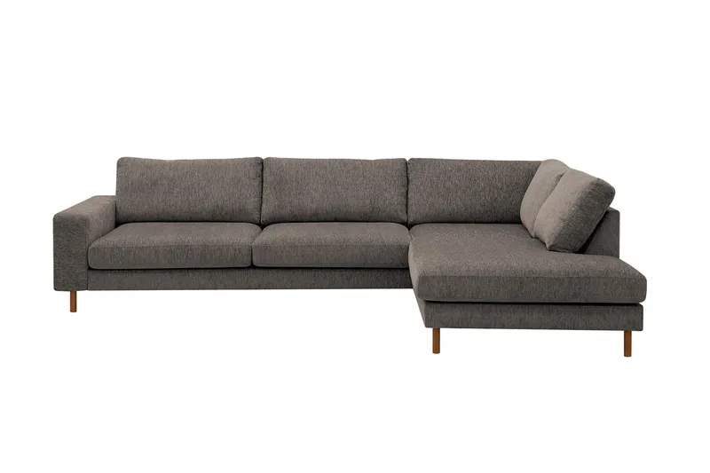 Scandi Djup 4-sits Soffa med Schäslong Höger i Chenille - Grå - Möbler - Soffa - Divansoffa & schäslongsoffa - 4 sits soffa med divan