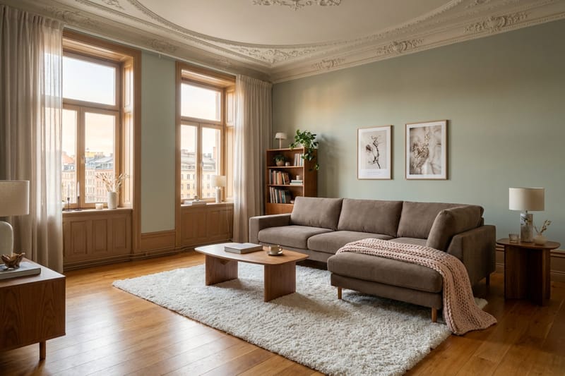 Scandi Djup 4-sits Soffa med Schäslong Höger i Manchester - Brun - Möbler - Soffa - Divansoffa & schäslongsoffa - 4 sits soffa med divan