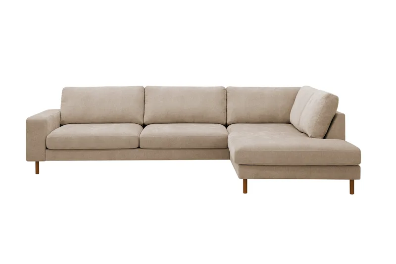 Scandi Djup 4-sits Soffa med Schäslong Höger i Tyg - Beige - Möbler - Soffa - Divansoffa & schäslongsoffa - 4 sits soffa med divan