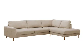 Scandi Djup 4-sits Soffa med Schäslong Höger i Tyg - Beige - Möbler - Soffa - Divansoffa & schäslongsoffa - 4 sits soffa med divan