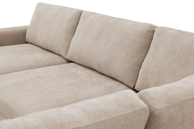 Scandi Djup 4-sits Soffa med Schäslong Höger i Tyg - Beige - Möbler - Soffa - Divansoffa & schäslongsoffa - 4 sits soffa med divan