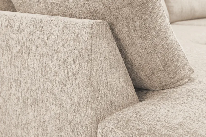Scandi Djup 4-sits Soffa med Schäslong Vänster i Chenille - Beige - Möbler - Soffa - Divansoffa & schäslongsoffa - 4 sits soffa med divan