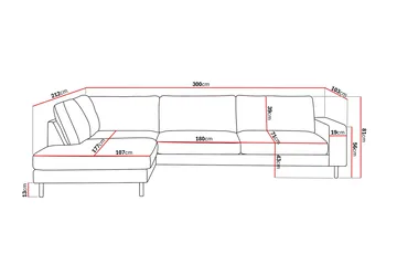 Scandi Djup 4-sits Soffa med Schäslong Vänster i Chenille - Beige - Möbler - Soffa - Divansoffa & schäslongsoffa - 4 sits soffa med divan