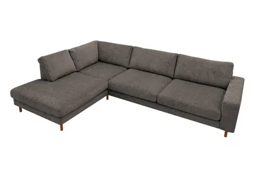Scandi Djup 4-sits Soffa med Schäslong Vänster i Chenille - Grå - Möbler - Soffa - Divansoffa & schäslongsoffa - 4 sits soffa med divan